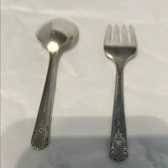 Baby Elegant Silver Spoon and Fork Set - Picture 2 of 4